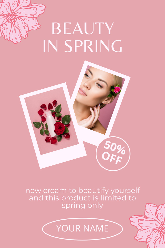 Plantilla de diseño de Spring Sale Skin Care Cream Pinterest 