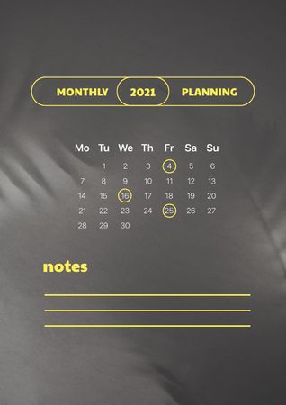 Monthly Planning Notes Schedule Planner Design Template