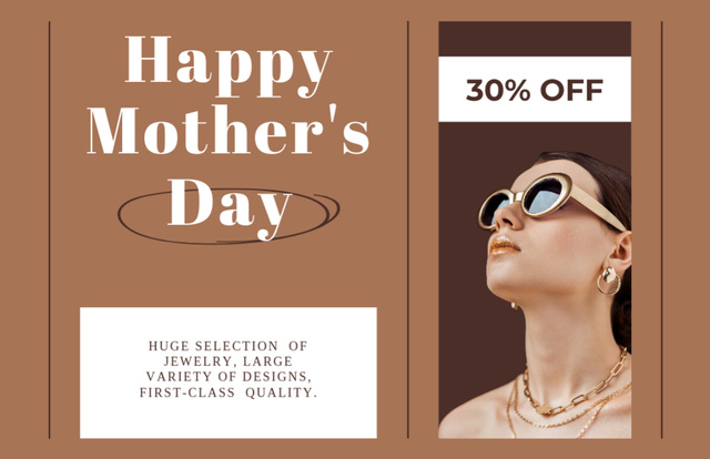 Ontwerpsjabloon van Thank You Card 5.5x8.5in van Mother's Day Offer of Huge Jewelry Selection with Discount
