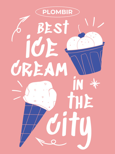 Designvorlage Ad of Sweet Ice Cream für Poster 36x48in