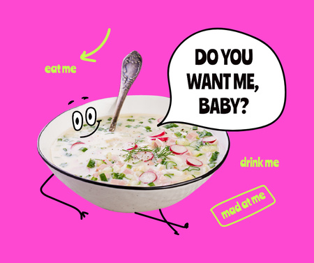 Funny Illustration of Summer Soup Facebook Design Template