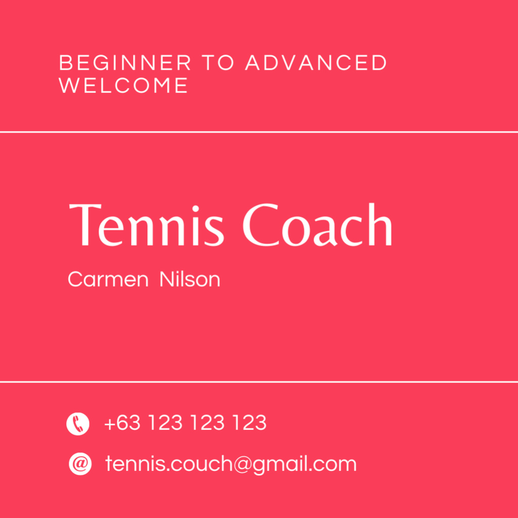 Platilla de diseño Tennis Coach Service Offer on Red Square 65x65mm