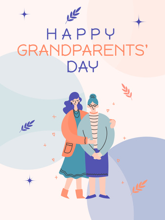 Plantilla de diseño de Saludo del día de los abuelos con la abuela Poster US 