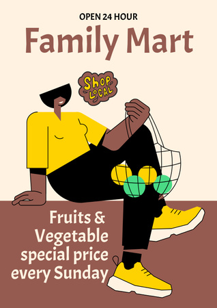 Sunday Sale Offer For Food In Supermarket Poster Design Template