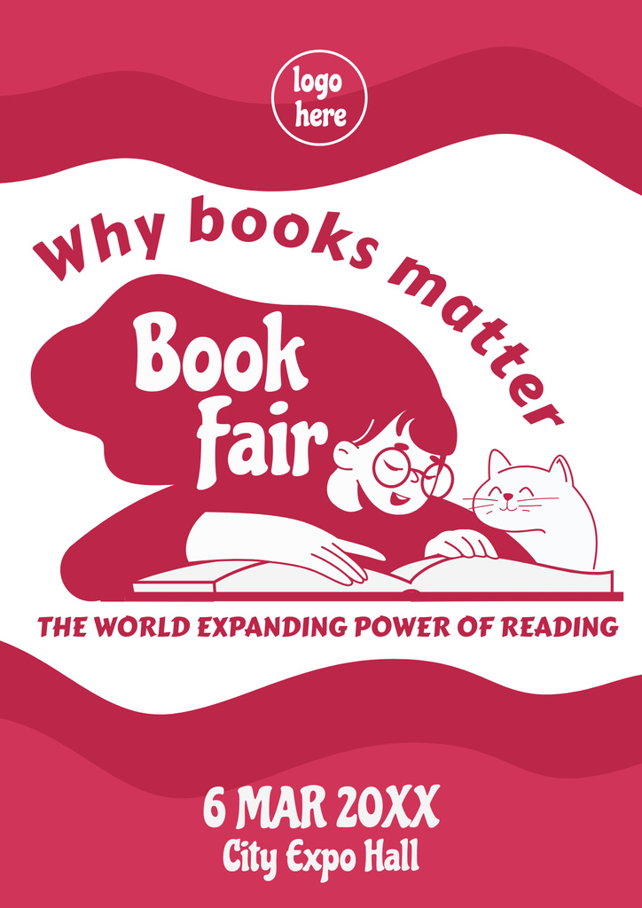 Book Fair Event Invitation Poster Design Template