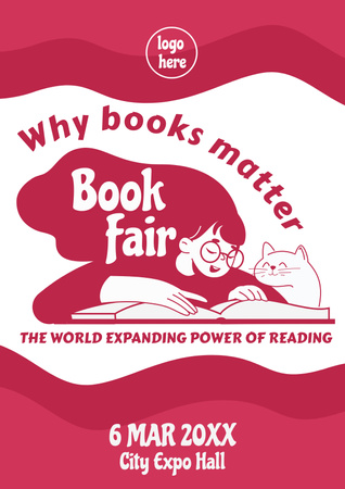 Book Fair Event Invitation Poster Πρότυπο σχεδίασης