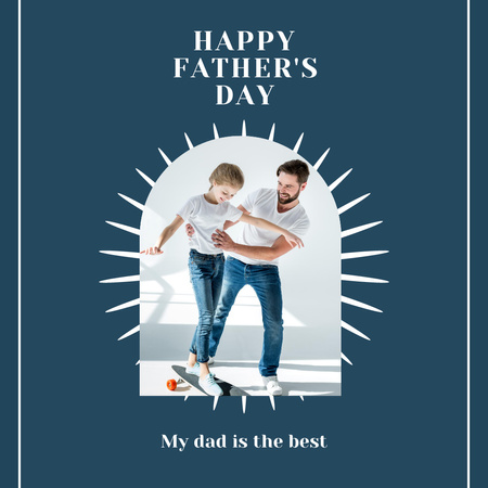 Father Teaching Son to Ride a Skateboard Instagram Design Template