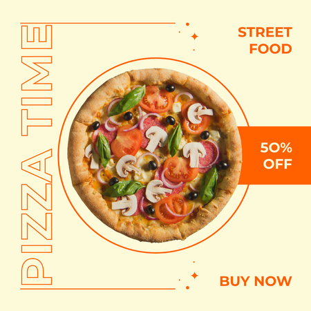 Discount Offer on Delicious Pizza Instagram Design Template