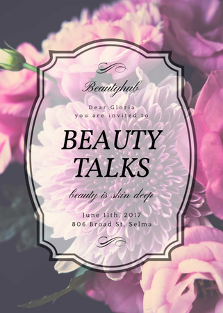 Beauty Event announcement on tender Spring Flowers Flayer Design Template