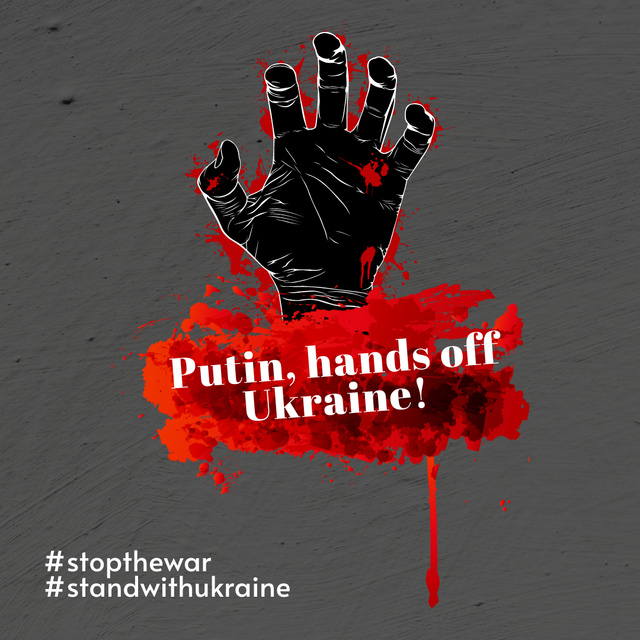 Black Hand with Blood for Appeal to Stop War Instagram Design Template