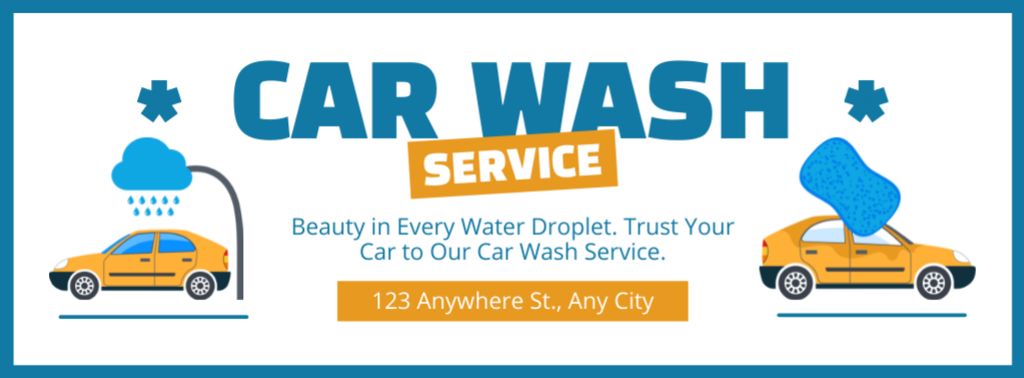 Car Wash Advertising with Yellow Cars Facebook cover Design Template