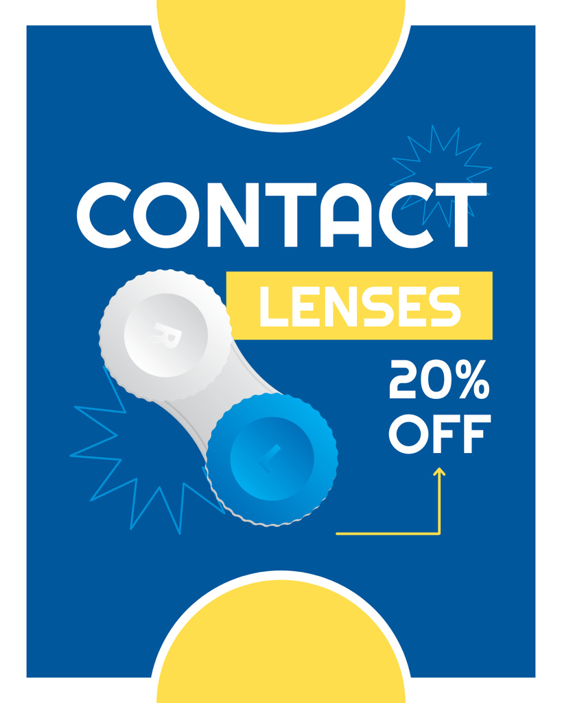 Optics Shop Ad with Discount on Contact Lenses Instagram Post Vertical tervezősablon