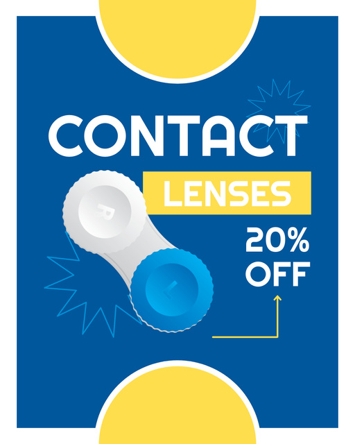 Optics Shop Ad with Discount on Contact Lenses Instagram Post Verticalデザインテンプレート