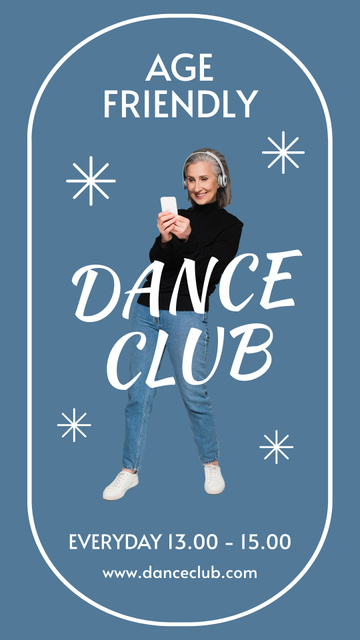 Dance Club For Seniors Offer In Blue Instagram Story Tasarım Şablonu