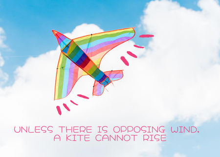 Platilla de diseño Inspirational Phrase With Kite And Wind Postcard 5x7in