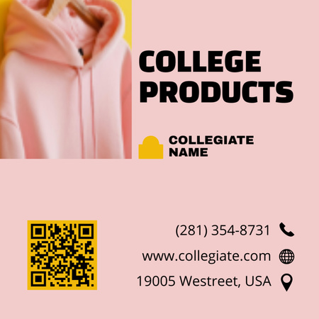Advertisement for College Products Square 65x65mm Design Template