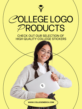 Trendy College Merch Poster US Design Template