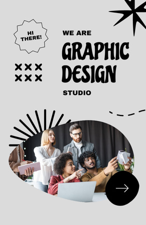 Graphic Design Services Ad with Coworkers in Studio Flyer 5.5x8.5in tervezősablon