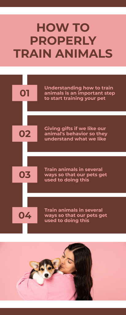 Ontwerpsjabloon van Infographic van Train Animals Properly