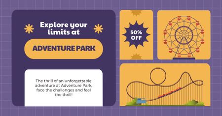 Modèle de visuel Offre à durée limitée, réduction sur l'entrée au parc aventure - Facebook AD