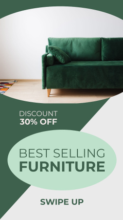 Designvorlage Furniture Sale with Stylish Green Sofa für Instagram Story