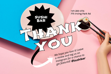 Designvorlage Sushi Bar's Gratitude for Order für Postcard 4x6in