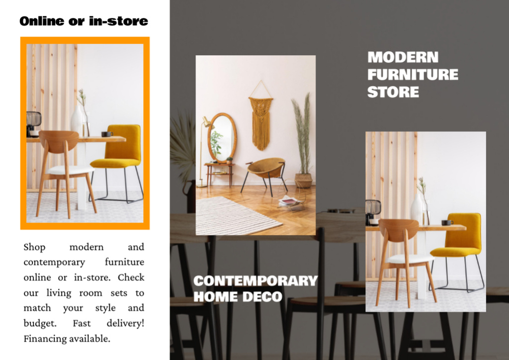 Designvorlage Modern Apartments With Wooden Furniture Pieces Offer für Brochure Din Large Z-fold