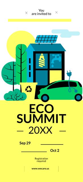 Eco Summit Invitation with Sustainable Technologies Flyer 3.75x8.25in – шаблон для дизайну