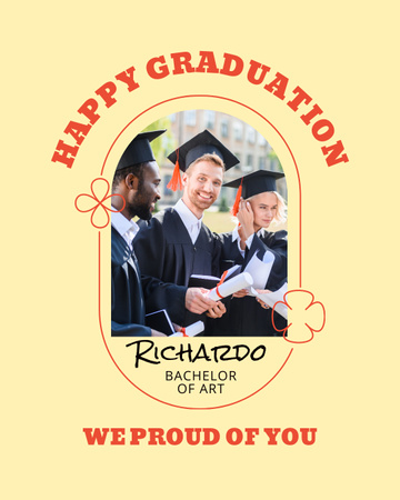 Ontwerpsjabloon van Instagram Post Vertical van Gefeliciteerd met je diploma in geel