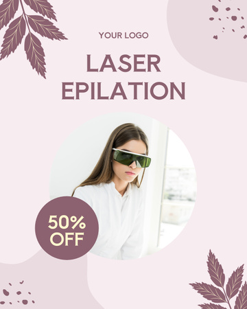 Woman Cosmetologist in Glasses for Laser Hair Removal Instagram Post Vertical Design Template