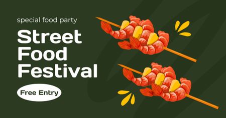 Ontwerpsjabloon van Facebook AD van Street Food Festival-advertentie met snacks op stokjes