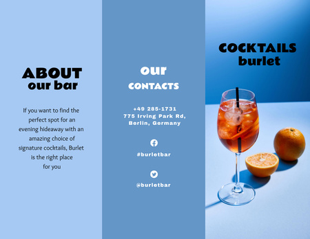 Designvorlage Bar-Promotion mit Angebot an Orangencocktails für Brochure 8.5x11in