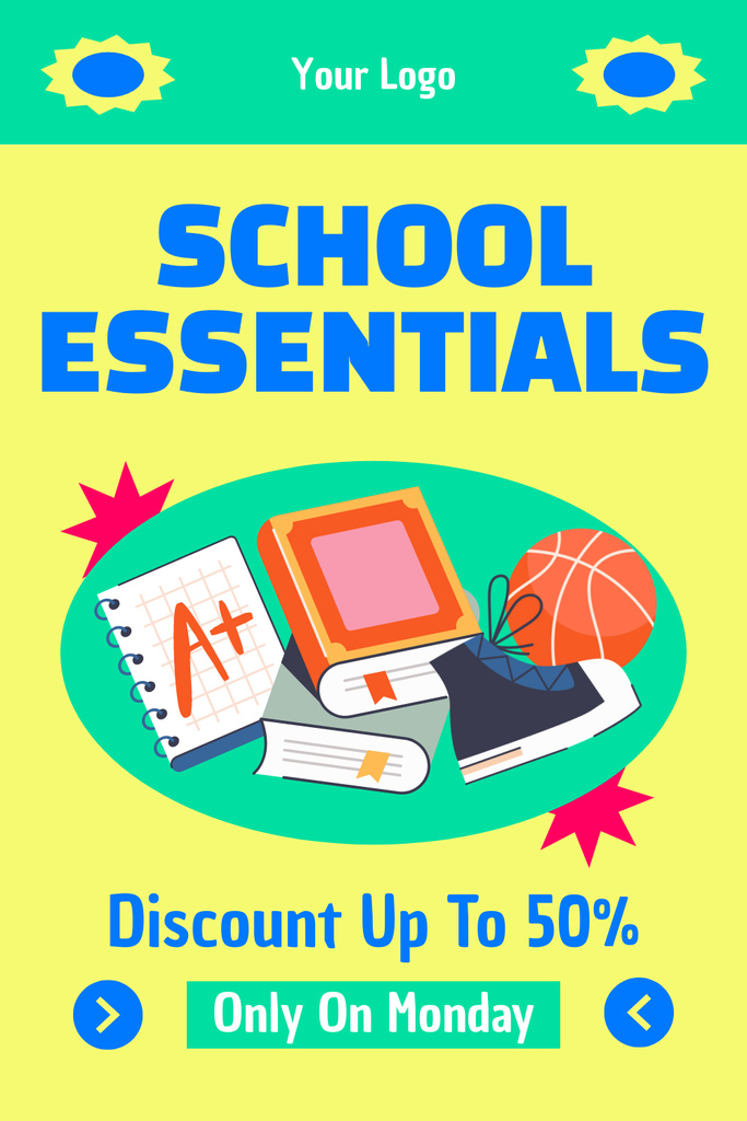 Modèle de visuel Discount on School Supplies on Monday - Pinterest