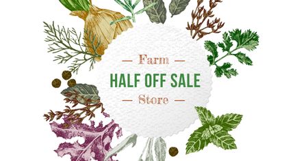 Template di design fattoria natural herbs frame Facebook AD