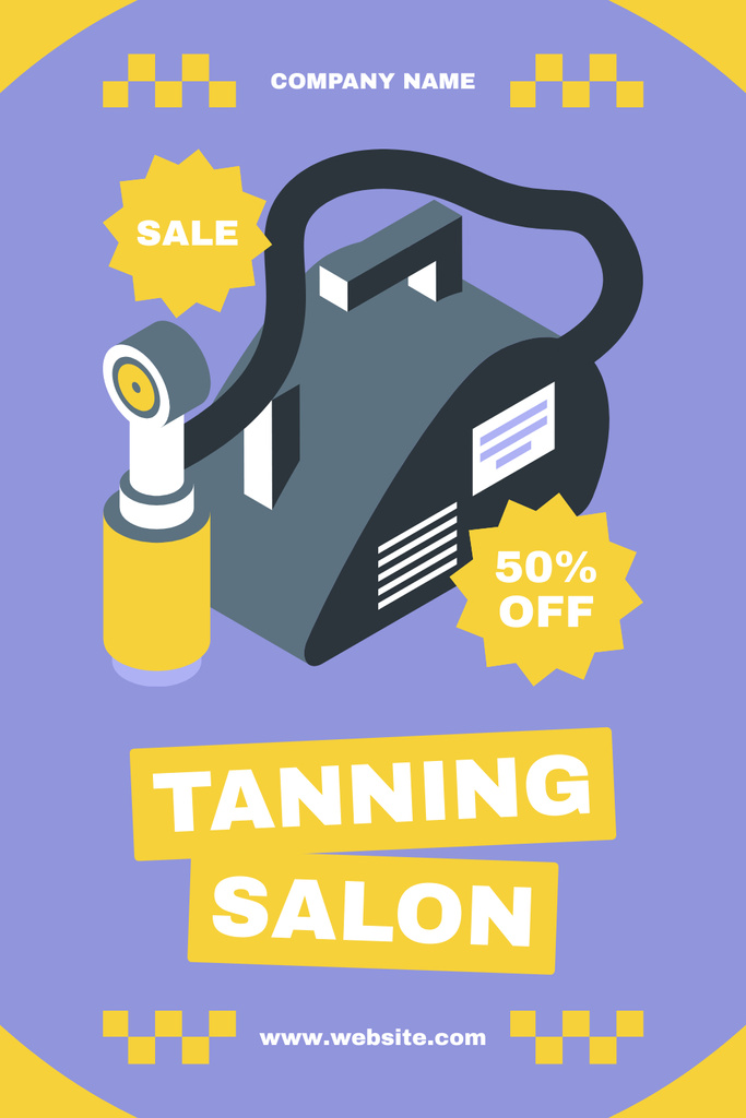 Tanning Salon Session Discount Offer on Purple Pinterest Design Template