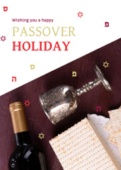 Passover Holiday Greeting With Wine And Bread