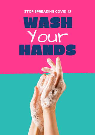 Template di design motivazione del lavaggio delle mani durante la pandemia Poster