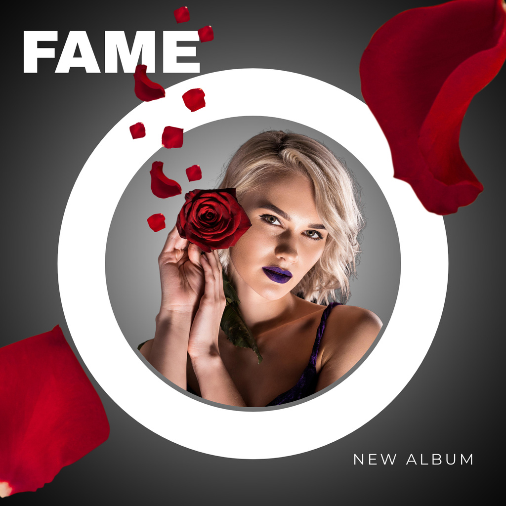 Ontwerpsjabloon van Album Cover van Music release with woman and rose petals