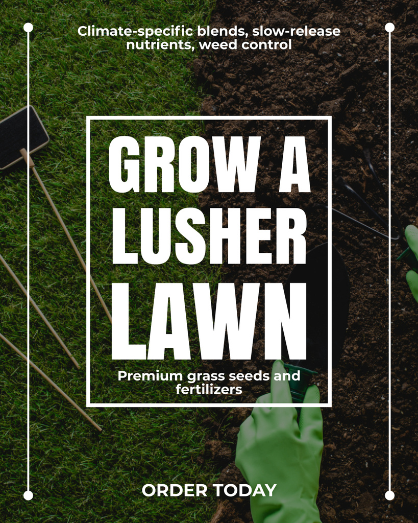 Designvorlage Premium Seeds and Fertilizers for Perfect Lawn für Instagram Post Vertical