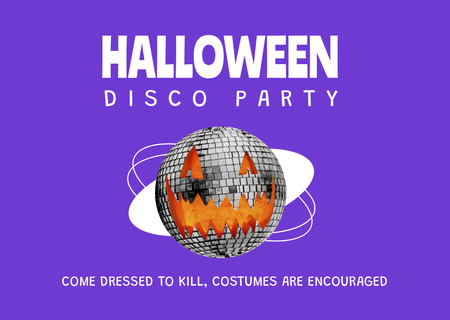 Mystical Halloween Disco Party In Purple Flyer A6 Horizontal Design Template