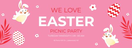Easter Picnic Party Announcement on Pink Facebook cover Design Template