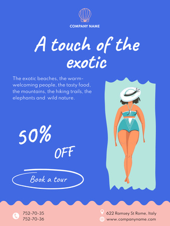 Exotic Tour Discounts And Clearance Offer Poster US Design Template