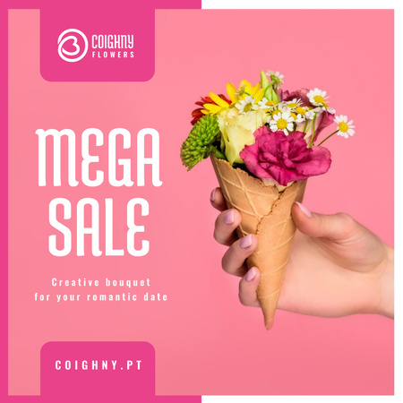 Sale Announcement Hand Holding Waffle with Flowers Instagram AD Modelo de Design