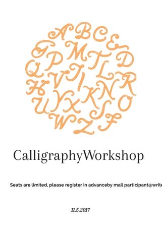 Szablon projektu Calligraphy Workshop Announcement Letters on White Invitation