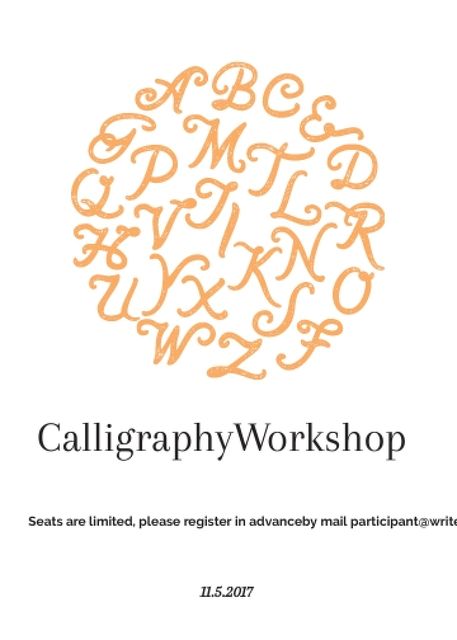 Calligraphy Workshop Announcement Letters on White Invitation Šablona návrhu