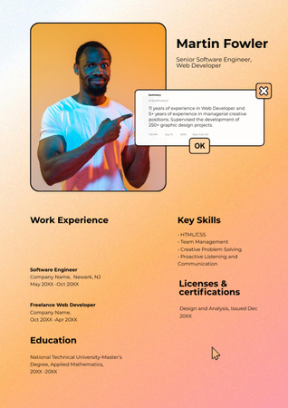 Software Engineer Experience Resume Design Template
