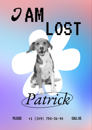 Designvorlage Ankündigung über den vermissten Hund Patrick für Flyer A6