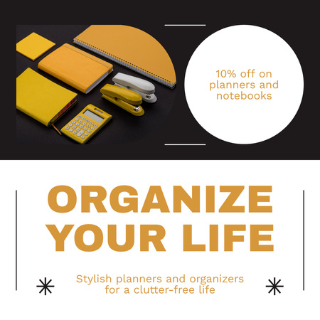 Store Discount On Planners And Notebooks Instagram AD Design Template