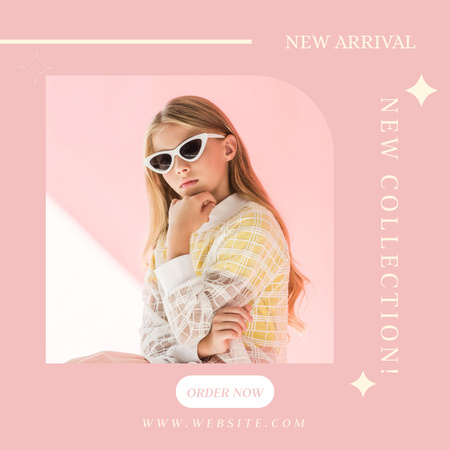 Sunglasses Collection Advertising in Pink Instagram Design Template