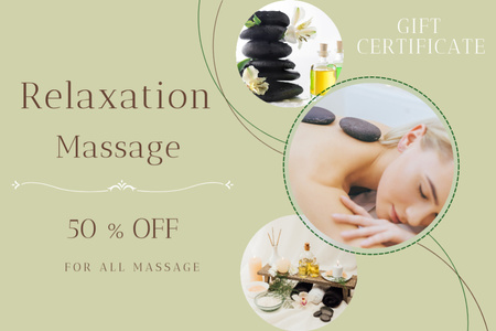 Relaxation Massage Discount Gift Certificate tervezősablon